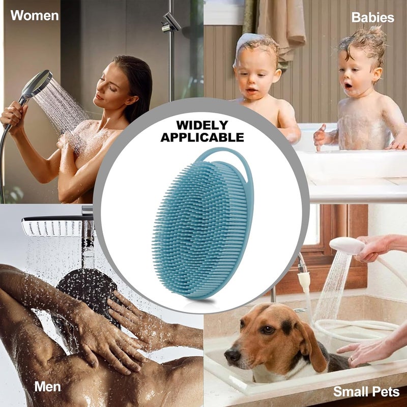 HAYSNA 2 Pack Silicone Body Scrubber, Loofah Double-Sided Body Brush,Shower Scrubber and Scalp Massager Shampoo Brush for Sensitive Kids Women Men All Kinds of Skin (Pink & Blue) - Image 2